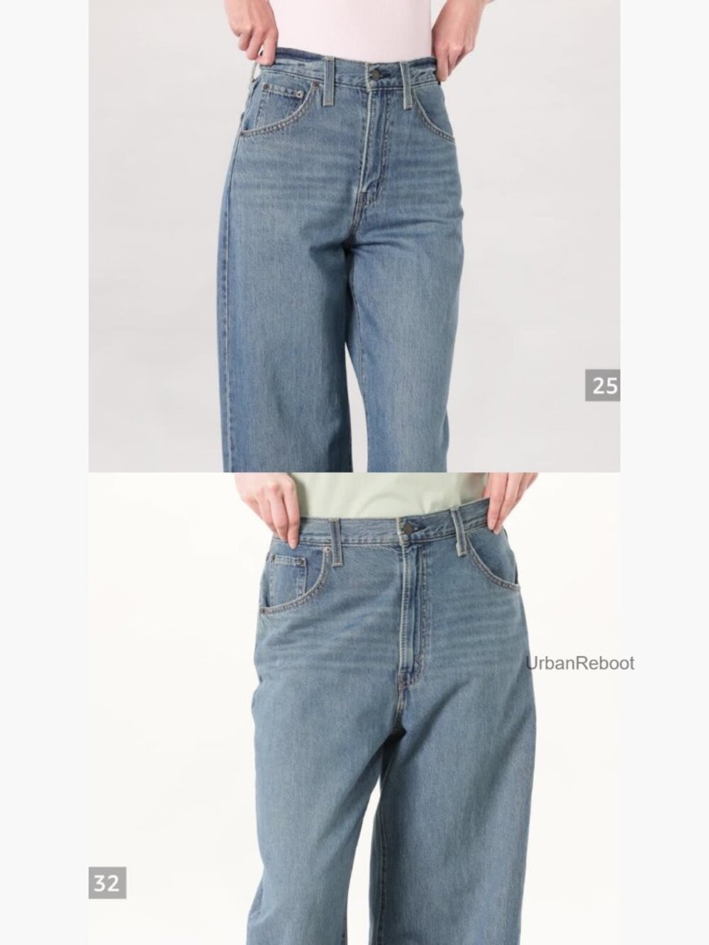 High Rise Baggy Wide Leg Jeans - Non-Stretch Cotton - 31" Inseam - Picture 6 of 6